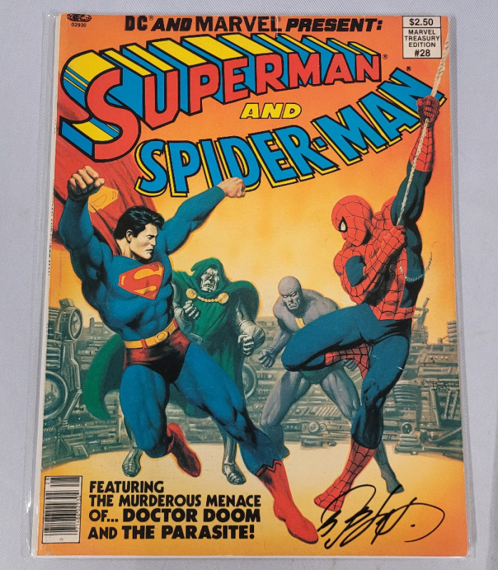 1981 DC and Marvel Presents Superman and Spider-Man Marvel Treasury Edition #28 , Signed