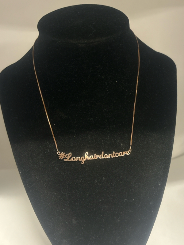 Sterling Silver Rose Gold Plate Necklace Long Hair Don’t Care