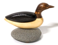 Signed Arbour Wood Art Loon on Rock 5.25" x 3.75" Tall