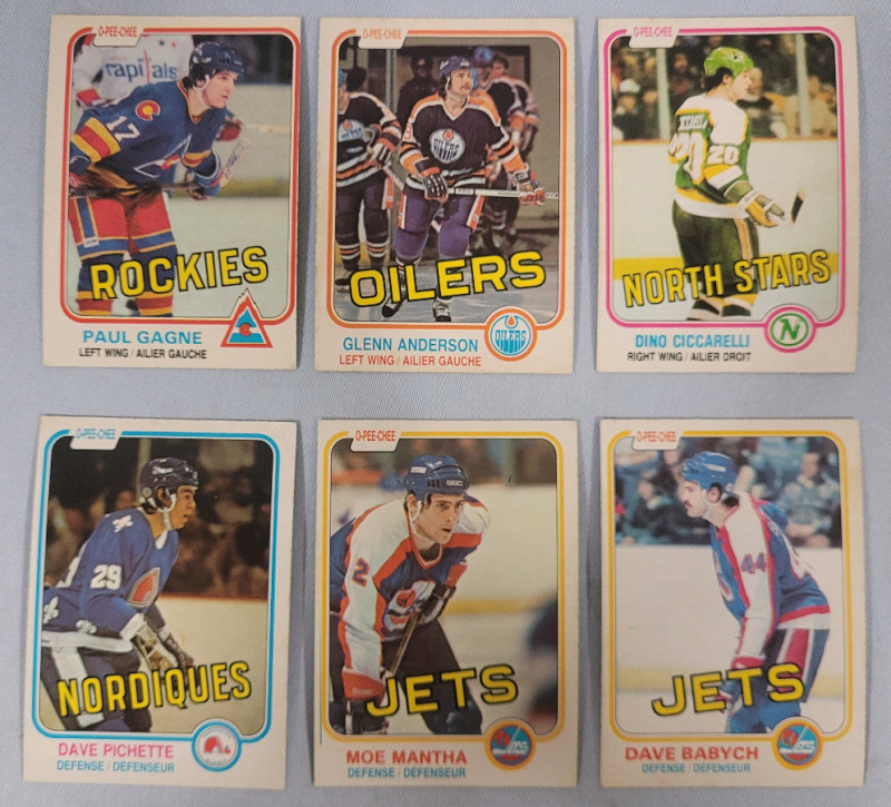 1981 - 1982 O Pee Chee NHL Hockey Trading Card Rookie Cards , Six (6) Cards