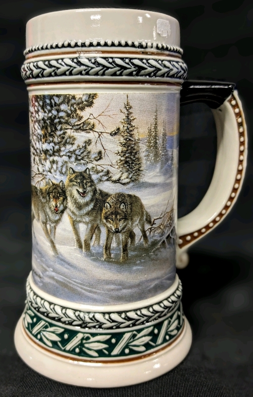 Vintage DOMEX Germany Ceramic Wolf Beer Tankard | 7" Tall (HEAVY!)