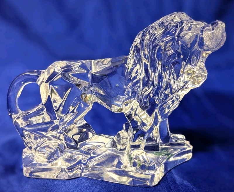 KRISTALCOKOR Italy 24% PbO Crystal Cubist Roaring Lion Figure | 3.5" Tall