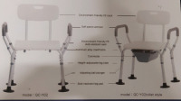 New Eosprim Multi-Functional Assistive Chair, Versatile for Shower and Bathroom Purposes, (Sitting Height 17" - 22")
