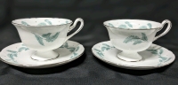 Pair Vintage Shelley England "Serenity" Tea Cups & Saucers