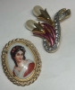 Brooch Lady in Red Cameo Limoges France Fabulous Rhinestone Enamel Brooch