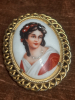 Brooch Lady in Red Cameo Limoges France Fabulous Rhinestone Enamel Brooch - 2