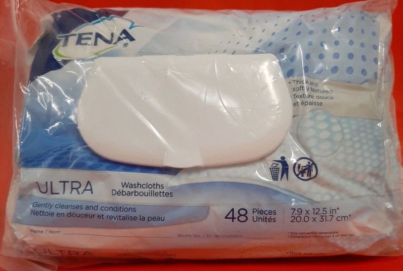 New 2 packages of Tena Ultra Washcloths 48 per pack