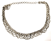 Lovely Vintage Chain Belt with Bells and Chain Loop Fringe | Silver Tone | Possibly Tibetan | 38" Long