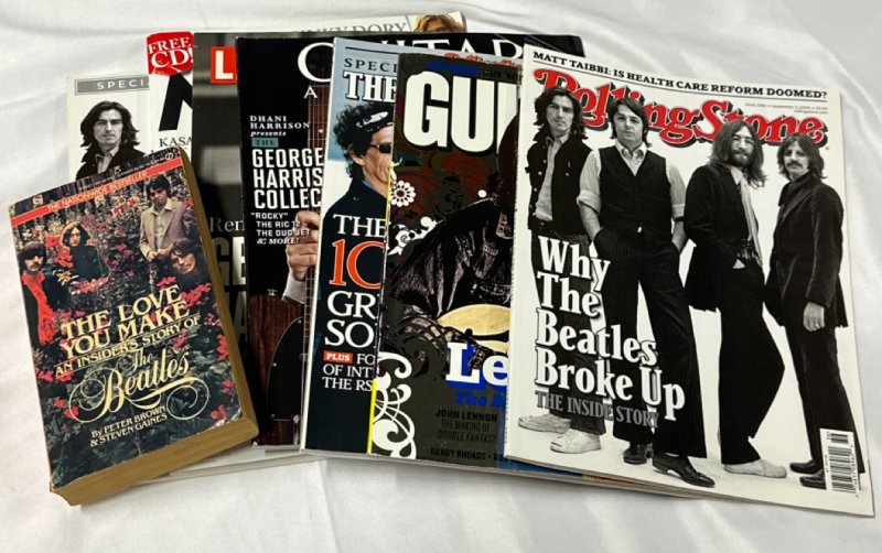 Lot of 8 The Beatles & Rolling Stones Magazines and Paperback Book Including a Guitar Magazine Learn to Play McCartneys Maybe I&rsquo;m Amazed CD