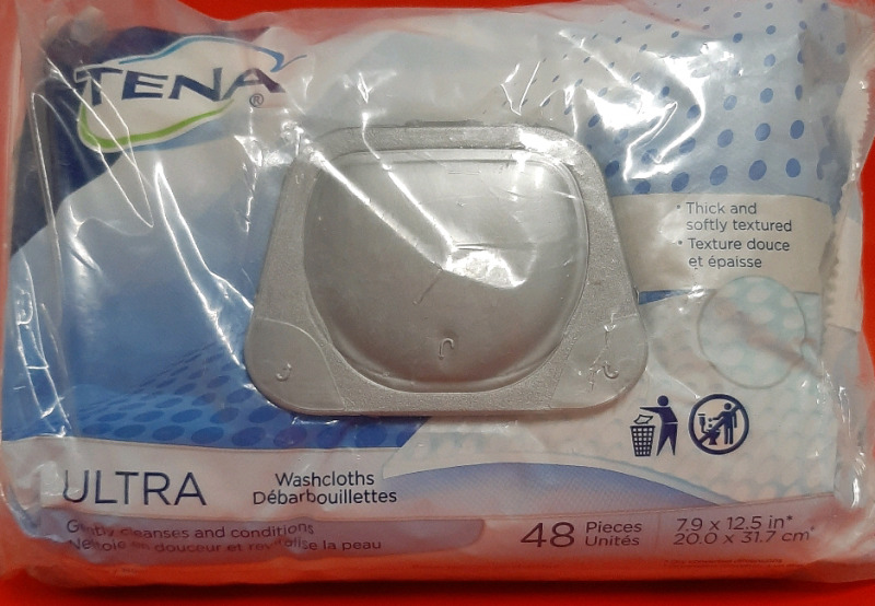 New 2 packages of Tena Ultra Washcloths 48 per pack