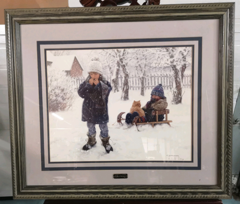 Vintage 1991 Signed Framed Print - 25.75" Tall & 29.75" Wide