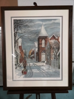 Vintage Framed 1980 Trisha Romance Print "Morning with Grandpa" - with COA Signed & Numbered