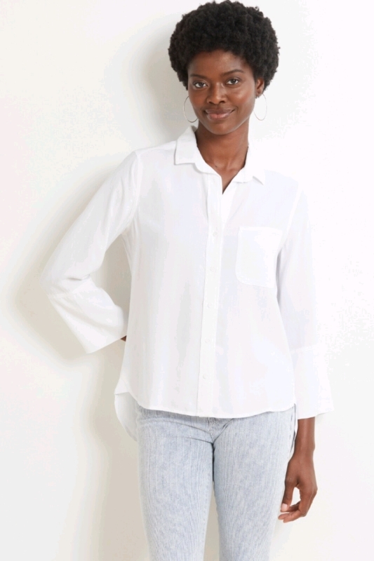 New ANTHROPOLOGIE Shirt Tail Button Down Shirt: Size MED