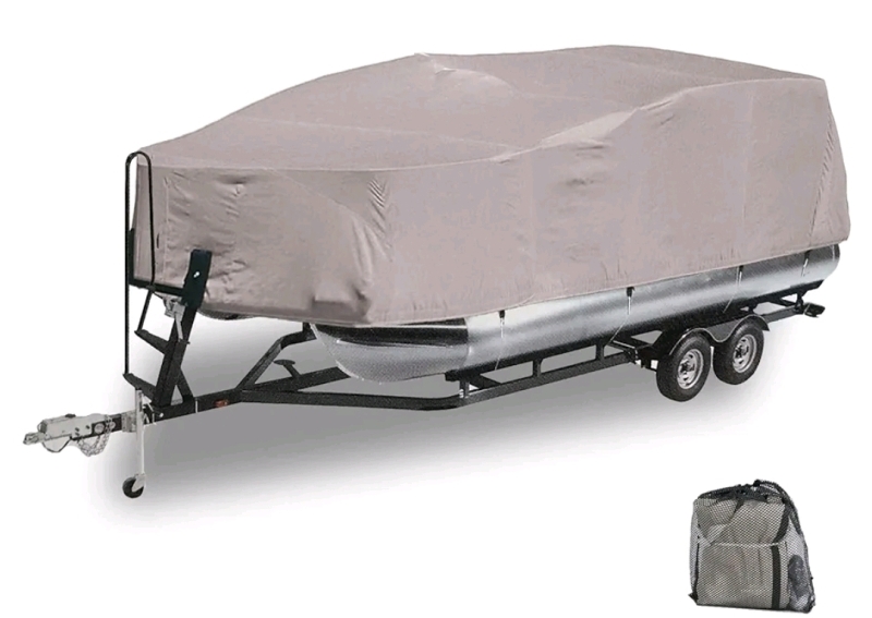 New GEARFLAG Trailerable Pontoon Boat Cover 600D fits 25' - 28' Long Heavy Duty Waterproof Marine Grade UV Resistant Adjustable Side Tide Down (25'-28' Long, 600D, Beam Width to 105") Model PTBC-C