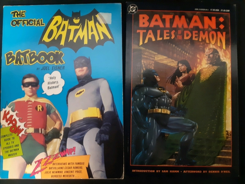 2 Vintage Paperback Batman Books, includes; Batman: The Offical Bat Book, Batman: Tales Of The Demon, Good Condition