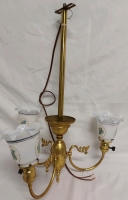 Vintage Wakefield Ceiling Brass Light Fixture 3 Glass Bulb Shades Rewired