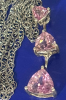 925 Sterling Silver Pink Topaz Necklace Sadye L Vassil Signed