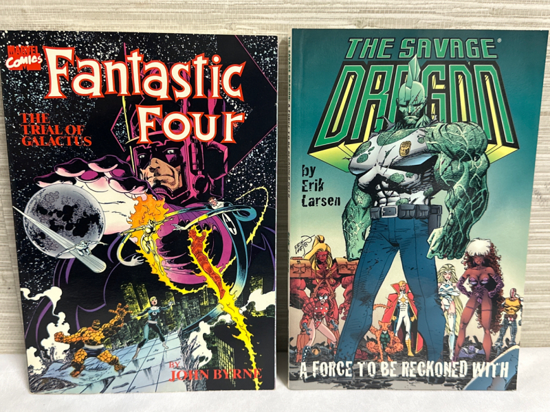 Pair of Graphic Novels Marvel Comics Fantastic Four The Trial of Galactus & Image Comics The Savage Dragon A Force To Be Reckoned With Paperbacks