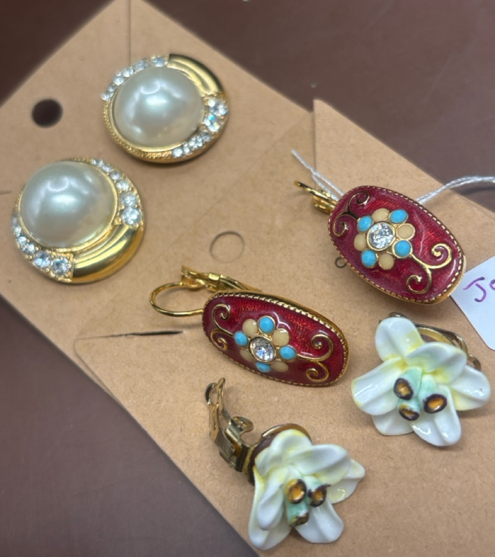 Three Beautiful Vintage Earrings Signed