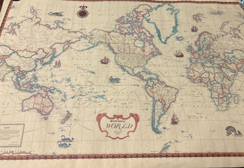 Vintage Rand McNally World Map Signature Series Approximately 34” x 52”