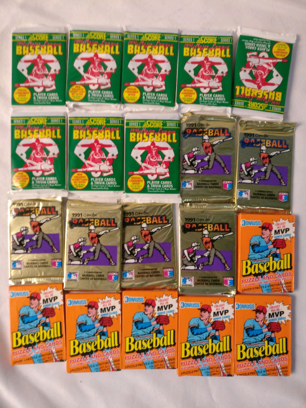 20 Unopened 1990-1991 MLB Baseball Card Wax Packs