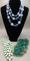 3 Vintage Colorful Sets of Beads. The longest are the blue & green at 42" The have a small knot in them.