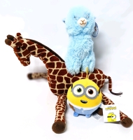 3 New Plush Cuddly Toys : Giraffe (9.5"), Alpaca (9") and Mini Hanging BOB Pyjama Minion : The Rise of Gru (5")