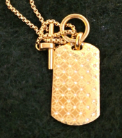 Michael Kors Heritage Monogram Dog Tag Necklace