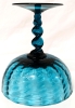 Vintage MCM Large Teal Art Glass Twisted Stem Goblet / Footed Dish | 8.75" Tall 7.4" Diameter - 6