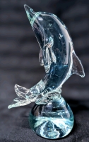 Fantastic Vintage Art Glass Dolphin Paperweight | 7" Tall