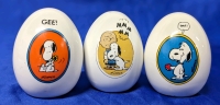 3 Vintage 1960s PEANUTS Snoopy & Charlie Brown Ceramic Eggs | 2.75" Tall