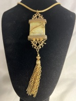 Statement Marble Pendant on large Snake Chain