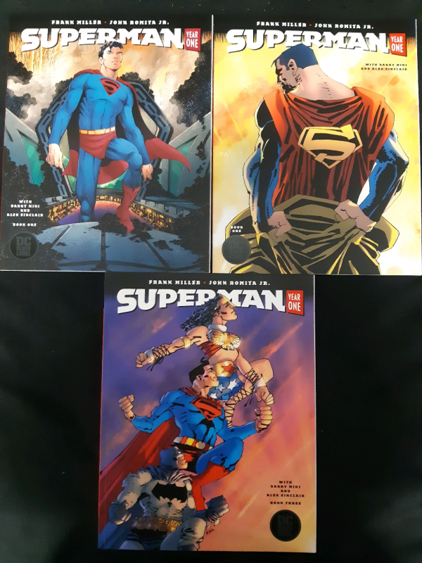 3 DC Black Label Superman Year One Paperback Comic Books, 2 Book one's and 1 Book 3 Good Condition