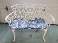 Metal Outdoor Patio Loveseat w 2 Cushions