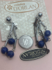 2 Necklaces D’orlan Blue Nuggets Gold flecks and Earrings - 2