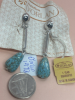 2 Necklaces D’orlan Blue Nuggets Gold flecks and Earrings - 3