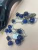 2 Necklaces D’orlan Blue Nuggets Gold flecks and Earrings - 4