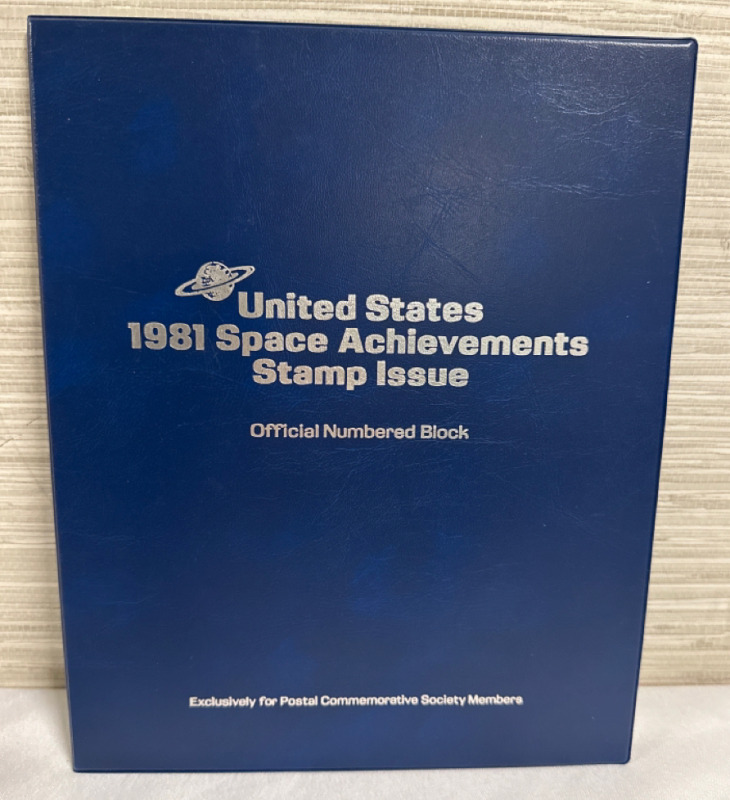 Postal Commemorative Society United States 1981 Space Achievements Stamp Issue Official Numbered Block