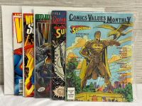 5 Superman Comics Includes Tribute Edition Wizard First Edition & Super Wedding Spectacular & Special Publication - Comics Value Monthly Price Guide & Memorial Issue -