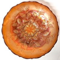 Gorgeous Vintage Iridescent Orange Carnival Glass Bowl | 8.25" Diameter x 2.25" Tall