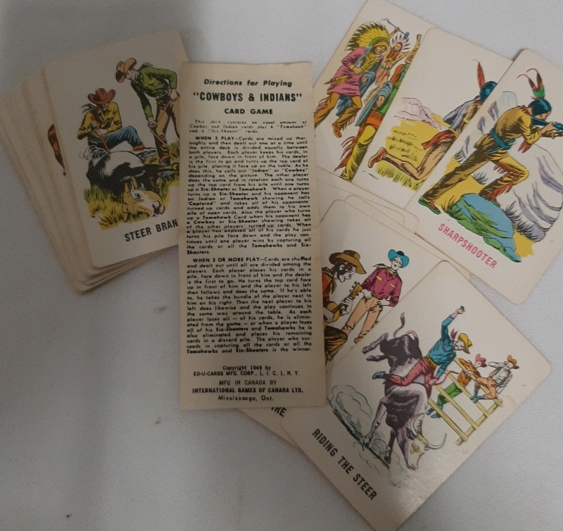 Vintage Cowboys & Indians Card Game w/instructions