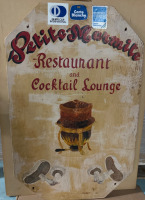 Petite Marnite Restaurant and Cocktail Lounge Wooden Sign 34 1/2” x 22” Original Sign From The Palm Beach Restaurant & Lounge