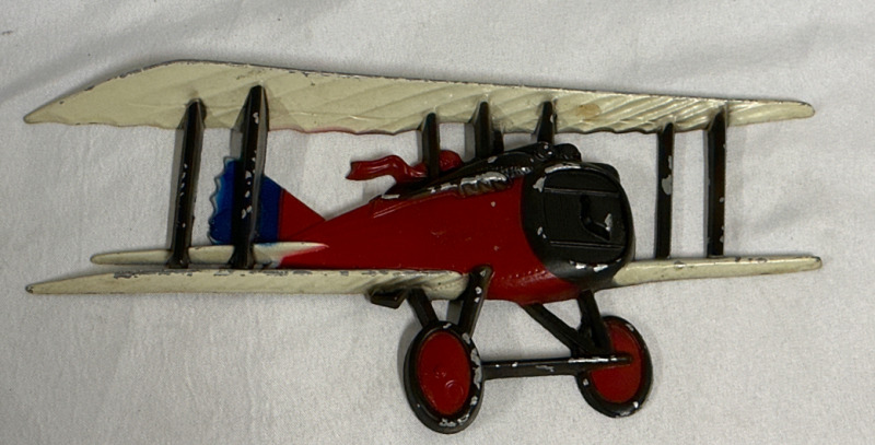 Vintage 1975 Homco WW1 Airplane Cast Metal Wall Hanger USA 1232-BX-G