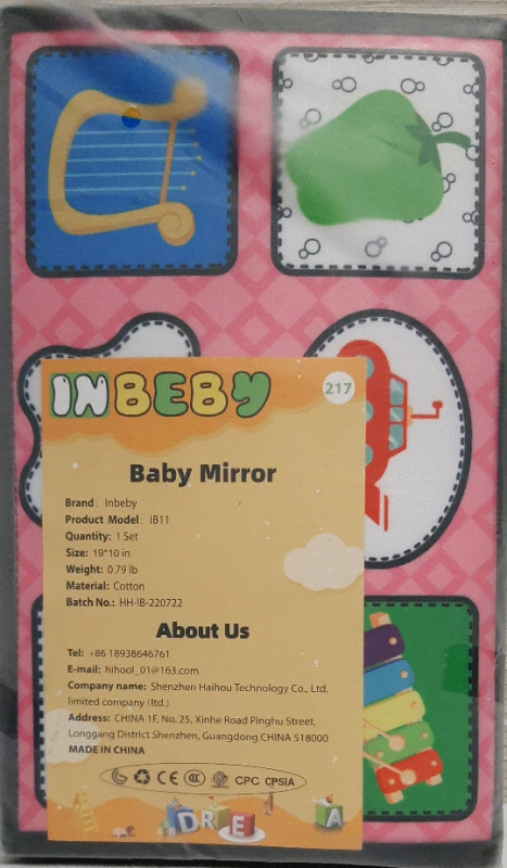 New Tummy Time Mirror Toy & Play Activity Cinrkle Mat, Black and White High Contrast Stock photo used