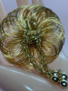 Statement Gold tone Spiral Brooch Centre Ball drops - 4