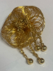 Statement Gold tone Spiral Brooch Centre Ball drops - 5