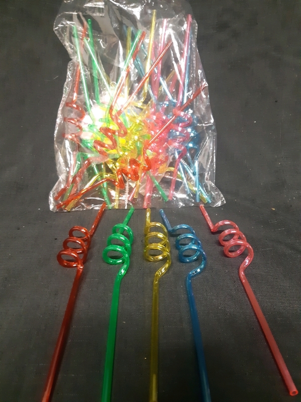 25 New 90's Theme Reusable Colourful Straws With Straw Charms, Retro Element Straws For Disco Party 2 Cleaning Brushing Included