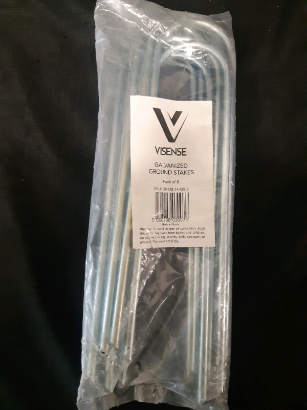 8 New Visense Ground Spikes 14" For Tents, Soccer Nets and Garden Decor