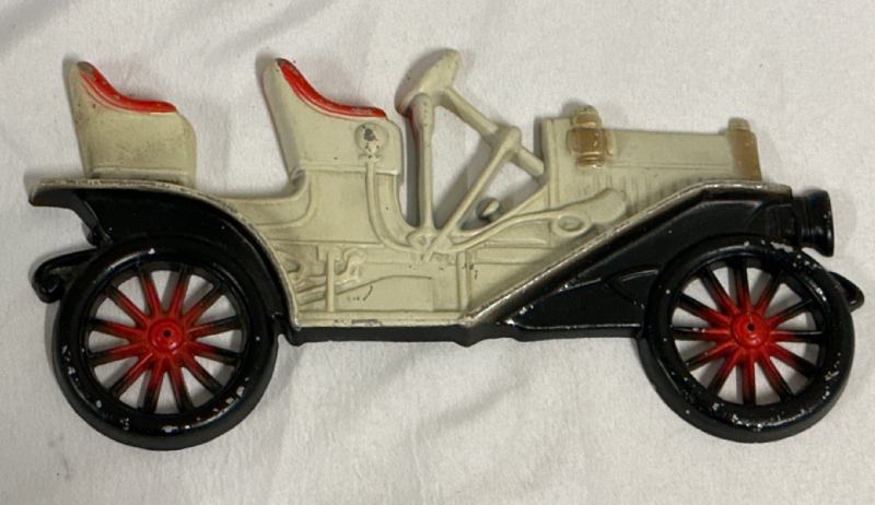 Vintage Midwest Cast Metal Wall Hanger 1910 Buick White Stamped On Back Approximately 10” x 5”