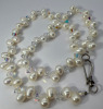 Handmade Fresh Water Pearl crystal Necklace Sterling Clasp FW pearl drop Earrings - 4